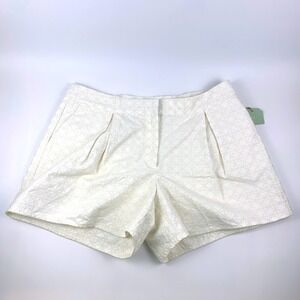 Rye Grass White Aqua Embroidered Shorts Cream White‎ Womens Sz 16W